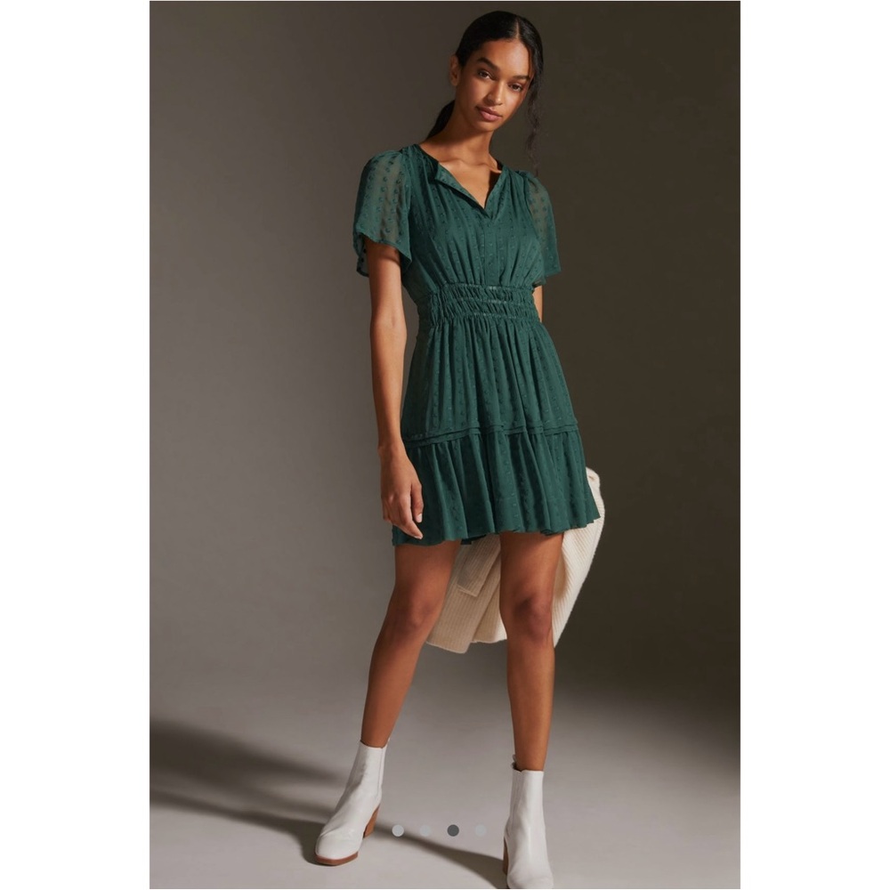 NWT Anthropologie Somerset Mini Dress, Dark Green size XXS